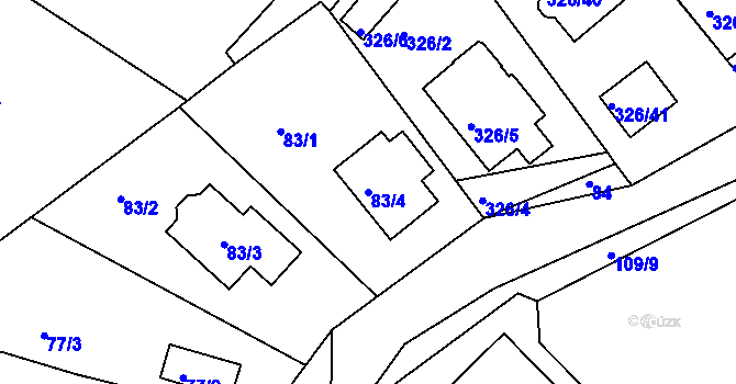Parcela st. 83/4 v KÚ Olšová Vrata, Katastrální mapa