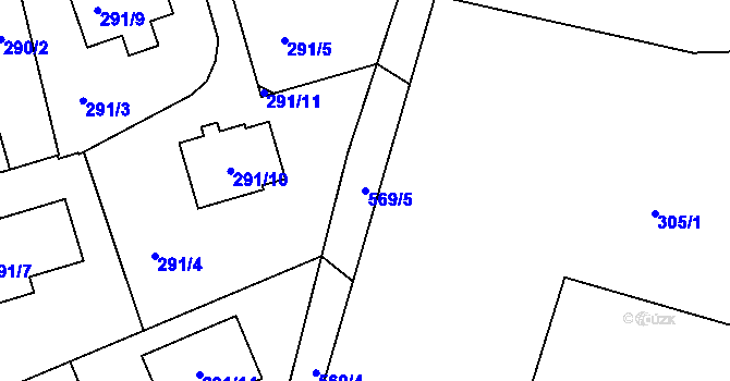 Parcela st. 569/5 v KÚ Olšová Vrata, Katastrální mapa