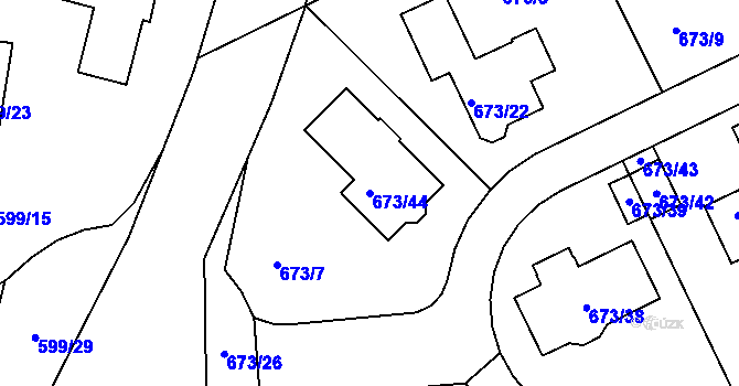 Parcela st. 673/44 v KÚ Olšová Vrata, Katastrální mapa