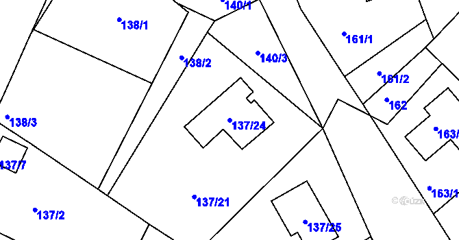 Parcela st. 137/24 v KÚ Olšová Vrata, Katastrální mapa