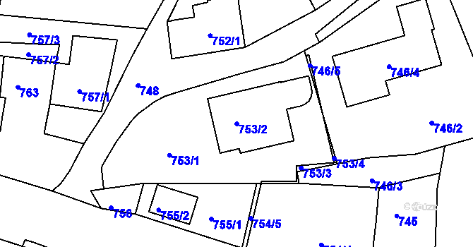 Parcela st. 753/2 v KÚ Olšová Vrata, Katastrální mapa