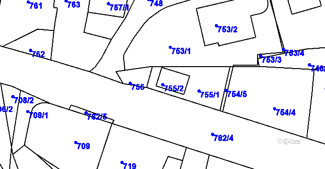 Parcela st. 755/2 v KÚ Olšová Vrata, Katastrální mapa