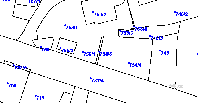 Parcela st. 754/5 v KÚ Olšová Vrata, Katastrální mapa