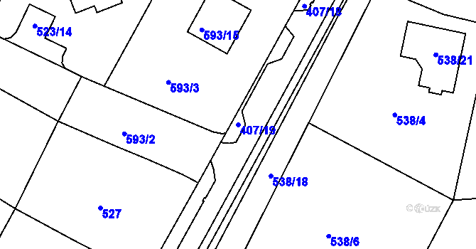 Parcela st. 407/19 v KÚ Olšová Vrata, Katastrální mapa