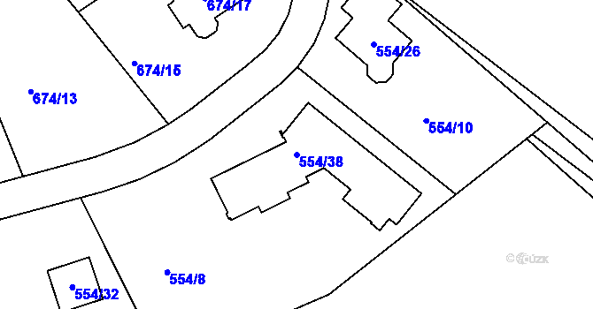 Parcela st. 554/38 v KÚ Olšová Vrata, Katastrální mapa