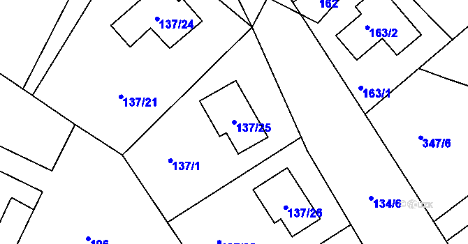 Parcela st. 137/25 v KÚ Olšová Vrata, Katastrální mapa