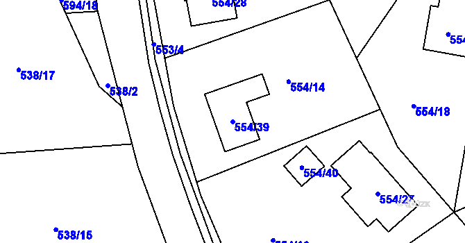 Parcela st. 554/39 v KÚ Olšová Vrata, Katastrální mapa