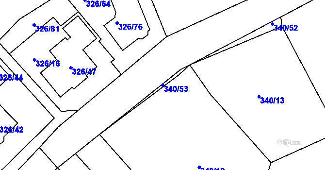 Parcela st. 340/53 v KÚ Olšová Vrata, Katastrální mapa
