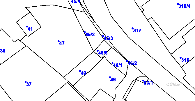Parcela st. 45/6 v KÚ Olšová Vrata, Katastrální mapa