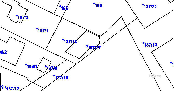 Parcela st. 137/27 v KÚ Olšová Vrata, Katastrální mapa