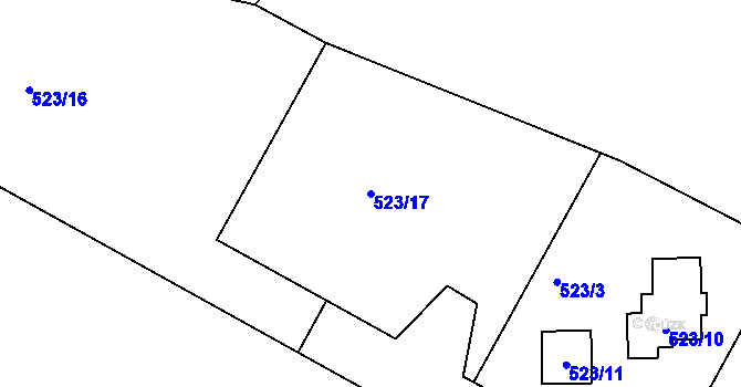 Parcela st. 523/17 v KÚ Olšová Vrata, Katastrální mapa