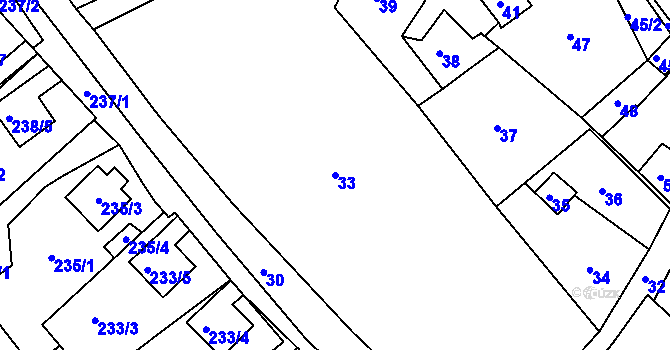 Parcela st. 33 v KÚ Olšová Vrata, Katastrální mapa