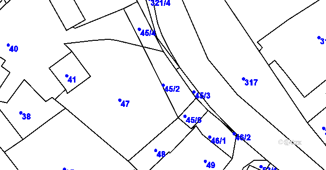 Parcela st. 45/2 v KÚ Olšová Vrata, Katastrální mapa