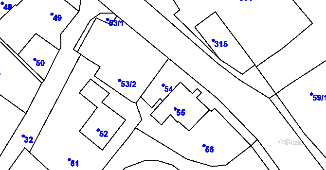 Parcela st. 54 v KÚ Olšová Vrata, Katastrální mapa