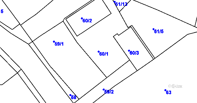 Parcela st. 60/1 v KÚ Olšová Vrata, Katastrální mapa