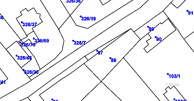 Parcela st. 87 v KÚ Olšová Vrata, Katastrální mapa