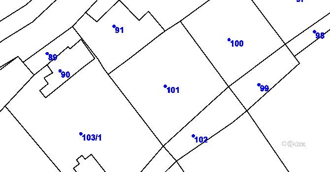 Parcela st. 101 v KÚ Olšová Vrata, Katastrální mapa