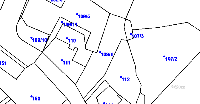 Parcela st. 109/1 v KÚ Olšová Vrata, Katastrální mapa
