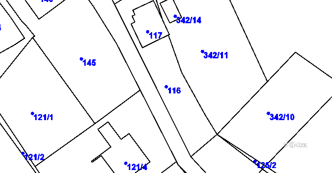 Parcela st. 116 v KÚ Olšová Vrata, Katastrální mapa