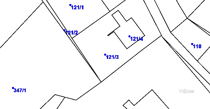 Parcela st. 121/3 v KÚ Olšová Vrata, Katastrální mapa
