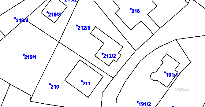 Parcela st. 212/2 v KÚ Olšová Vrata, Katastrální mapa