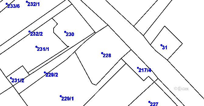 Parcela st. 228 v KÚ Olšová Vrata, Katastrální mapa