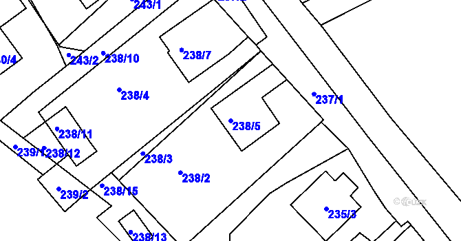 Parcela st. 238/5 v KÚ Olšová Vrata, Katastrální mapa
