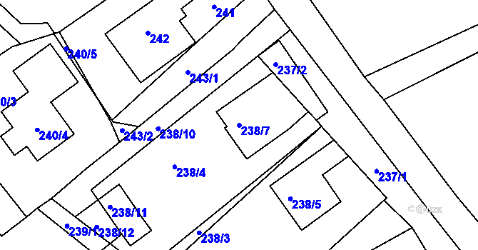 Parcela st. 238/7 v KÚ Olšová Vrata, Katastrální mapa