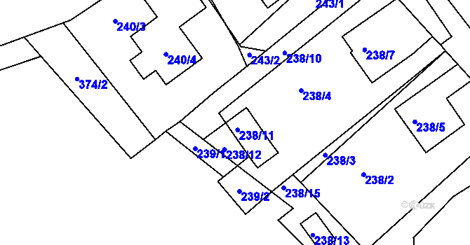 Parcela st. 238/11 v KÚ Olšová Vrata, Katastrální mapa
