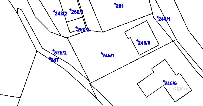 Parcela st. 245/1 v KÚ Olšová Vrata, Katastrální mapa