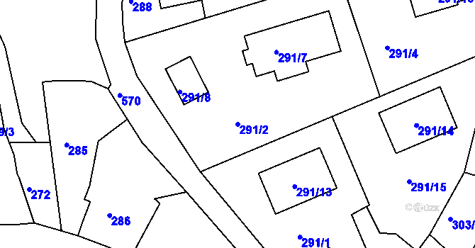 Parcela st. 291/2 v KÚ Olšová Vrata, Katastrální mapa