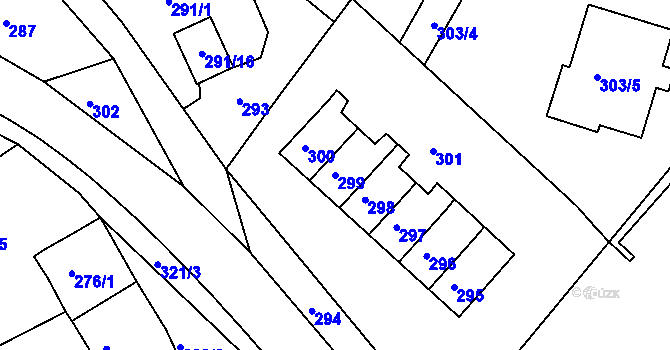 Parcela st. 299 v KÚ Olšová Vrata, Katastrální mapa