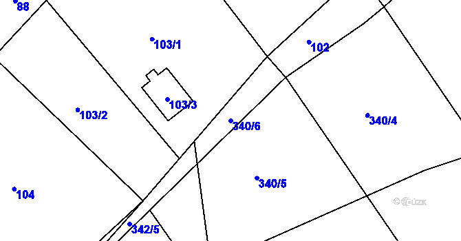 Parcela st. 340/6 v KÚ Olšová Vrata, Katastrální mapa