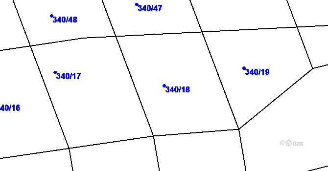Parcela st. 340/18 v KÚ Olšová Vrata, Katastrální mapa