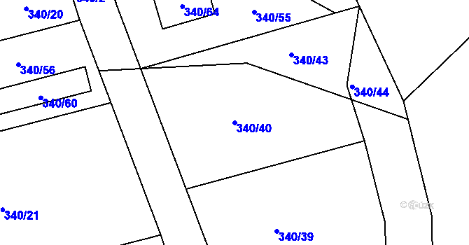 Parcela st. 340/40 v KÚ Olšová Vrata, Katastrální mapa