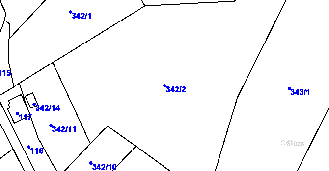 Parcela st. 342/2 v KÚ Olšová Vrata, Katastrální mapa