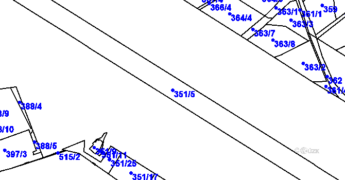 Parcela st. 351/5 v KÚ Olšová Vrata, Katastrální mapa