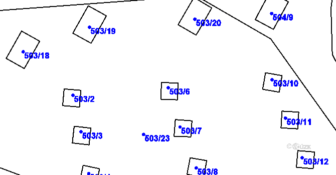 Parcela st. 503/6 v KÚ Olšová Vrata, Katastrální mapa