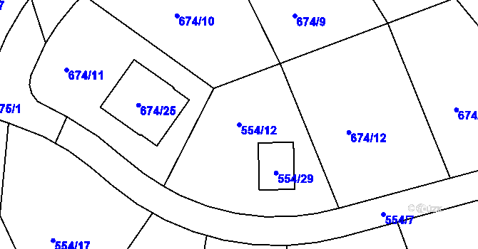 Parcela st. 554/12 v KÚ Olšová Vrata, Katastrální mapa