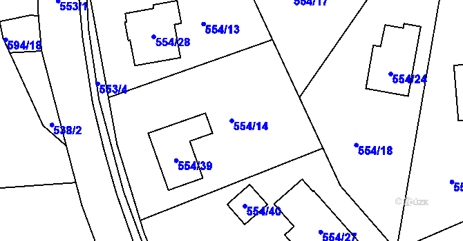 Parcela st. 554/14 v KÚ Olšová Vrata, Katastrální mapa