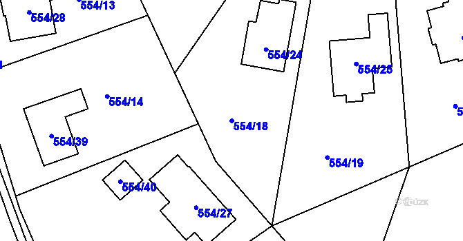 Parcela st. 554/18 v KÚ Olšová Vrata, Katastrální mapa