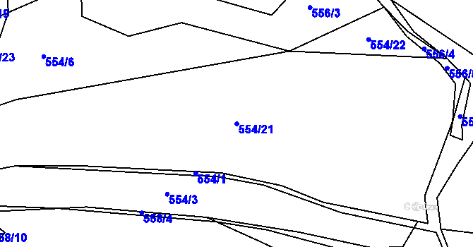 Parcela st. 554/21 v KÚ Olšová Vrata, Katastrální mapa