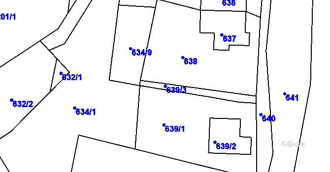 Parcela st. 639/3 v KÚ Olšová Vrata, Katastrální mapa