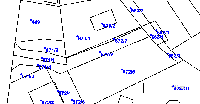 Parcela st. 672/2 v KÚ Olšová Vrata, Katastrální mapa