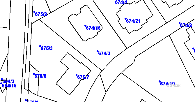 Parcela st. 674/3 v KÚ Olšová Vrata, Katastrální mapa
