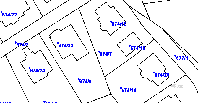 Parcela st. 674/7 v KÚ Olšová Vrata, Katastrální mapa