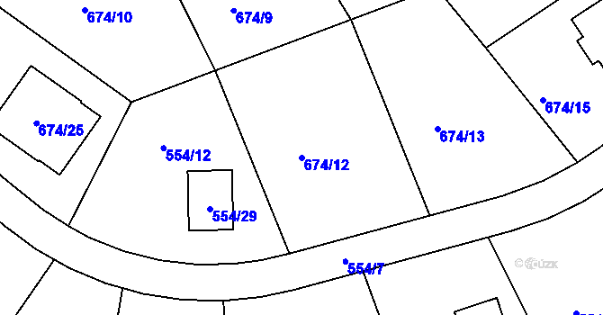 Parcela st. 674/12 v KÚ Olšová Vrata, Katastrální mapa