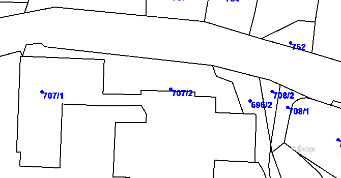 Parcela st. 707/2 v KÚ Olšová Vrata, Katastrální mapa