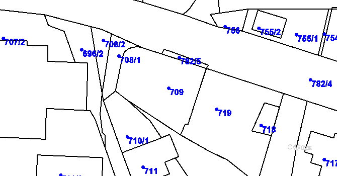 Parcela st. 709 v KÚ Olšová Vrata, Katastrální mapa
