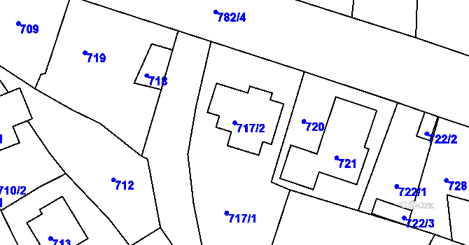Parcela st. 717/2 v KÚ Olšová Vrata, Katastrální mapa